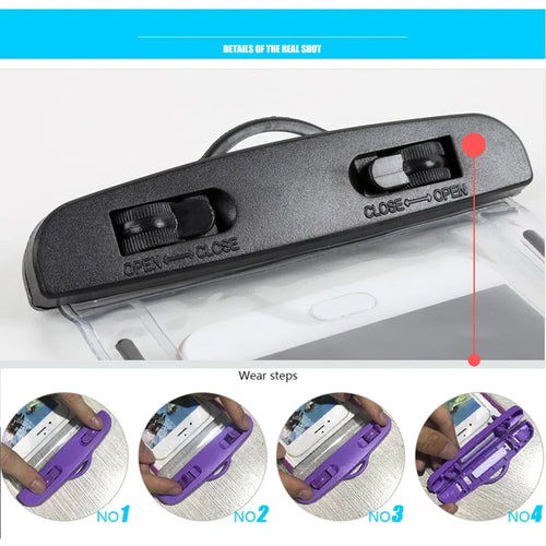 PVC Transparent Waterproof Phone Pouch Luminous Touchscreen Dry Bag with Seal Lock for Swimming Diving Hot Spring Rafting
